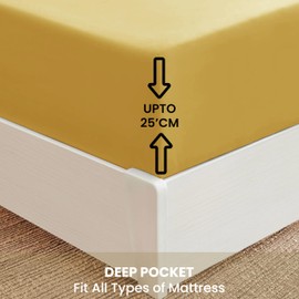 Fitted Sheet Ultra Soft Brushed Microfiber - 25cm Deep Pockets - Fade and Shrinkage Resistant - Grey - Breathable - Easy Care (Ochre, Double)