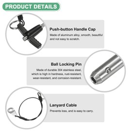 M METERXITY 2-Pack T Handle Lock Pins, 3/16"(5mm) Dia. 1-3/16"(30mm) Usage Length Push-Button Quick Release Locking Pins W Lanyard Cable for Speaker/Aviation/Gym/Machine [304 Stainless Steel]