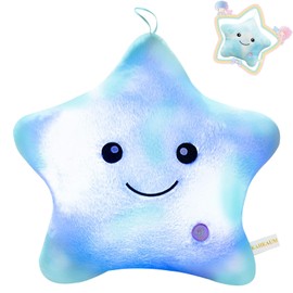 KAHEAUM Cute Stuffed Animals Glow Pillow,LED Night Light Up Star Pillows for Kids Pillows Decorative Pillow Girls Boys Teens Adults Birthday Christmas Valentines Gift,Kids' Plush Toy Pillows Plushies