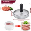 Non-Stick Aluminum Burger Press with 100Pcs Patty Papers, Aufondof 4.5