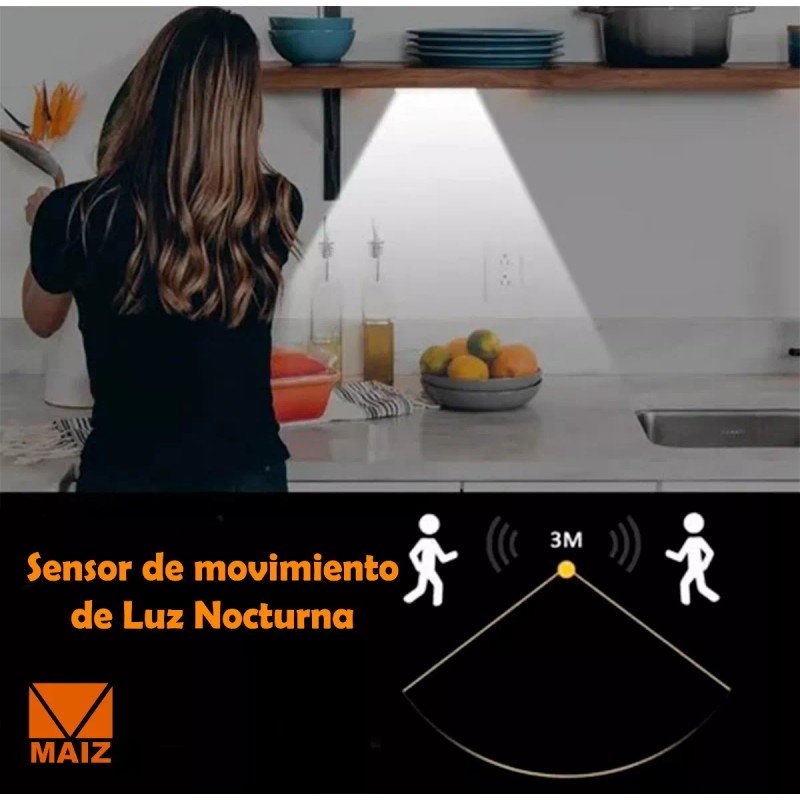 Maíz Lampara Sensor De Movimiento Recargable Usb 10 Focos Led
