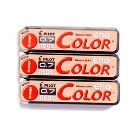 Pilot Color Mechanical Pencil Lead Eno, 0.7mm, Orange, 10 Lead ×3 Pack/total 30 Leads (Japan Import) [Komainu-Dou Original Package]