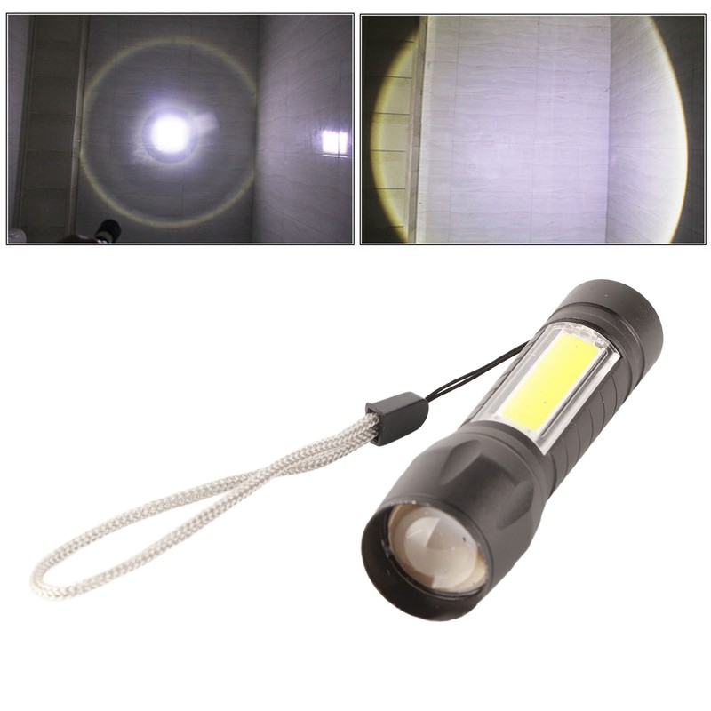 4Pcs Retractable Flashlight COB LED Zoom Flashlight Rechargeable Strong Light