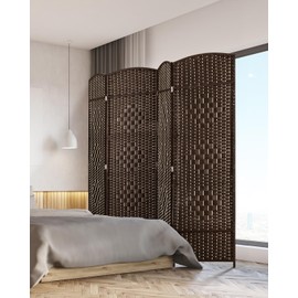 JOSTYLE Room Divider 4 Panel Room Divider Wall, 6ft Tall Divider for Room Separation, Folding Privacy Screen Panel, Portable Room Divider Panel, Freestanding Partition Screen, Chestnut Brown