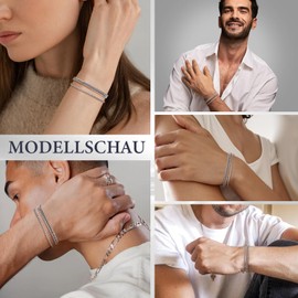 XUANPAI Men's Silver Stainless Steel Bracelet – Silver Bracelets Set of 2 Thin Bracelets for Men Women High-Quality Cuban Link Snake Bracelet Comfortable Bracelet Gifts for Boyfriend Son Dad,