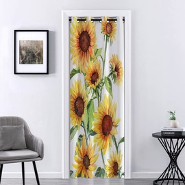 Mightree Doorway Curtain Blackout Door Curtain, Thermal Insulated Doorway Curtains, Sliding Closet Door Curtains, Grommet Divider Curtain for Bedroom, Sunflowers, 39" W x 70" L (1 Panel)