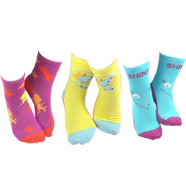 Dinosaur Train Girls Fun Shiny Silly Crazy Dinosaur Kids' Socks - 3 Pair (6-8 Years, Crew_Dinosaur Train_2059)