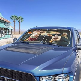 HUISEFOR Cow Car Windshield Sun Shade 2 Piece Funny Windshield Cover for Outdoor Heat Resistant UV Blocking Sunshade for SUV Vehicle Sedan Truck Gift for Holiday