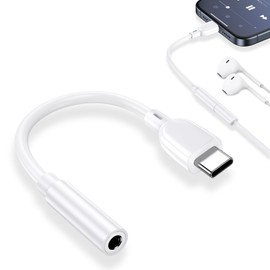 CebKit USB-C & 3.5mm Earphone Jack Converter, Type C Earphone Converter Adapter, Supports Calls, Volume Control, Music, Headphone Adapter, High Resolution Support, DAC, HiFi Sound Quality, Aux, Heavy