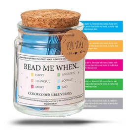 The Hope Jar Bible Verses,Bible Verses In a Jar,Read Me When Bible Verses Jar,Glass Prayer Jar with 90 Coloring Scriptures,Prayer Jar Bible Jar Bible Verses for Emotions and Feelings (A)