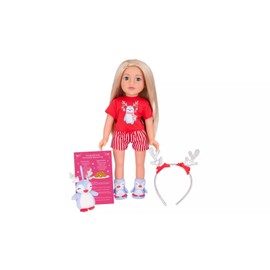 Christmas Mimi Doll with Reindeer Antlers Headband, Slippers, and Accessories Set