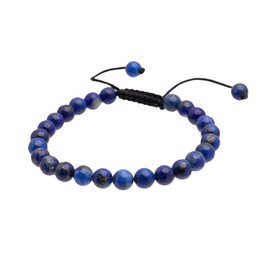 TreasureBay Womens Mens Beaded Bracelet - Handmade 6mm Gemstone Bracelet Adjustable Friendship Bracelet For Women's Girls - Green Jade, Pink Opal, Tiger's Eye Beaded Bracelet (Blue Lapis Lazuli)