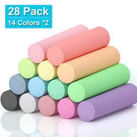 28 Pack Jumbo Chalks for Children, Feela 14 Coloured Sidewalk Chalks for Kids Toddlers, Pavement Outdoor Chalk Set for Painting on Sidewalk School Chalkboard Blackboard Street Playground