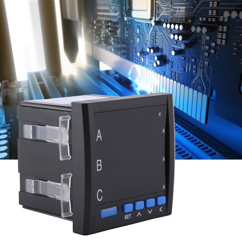 Digital Intelligent Display Three Phase Programmable AC Ammeter(Black)