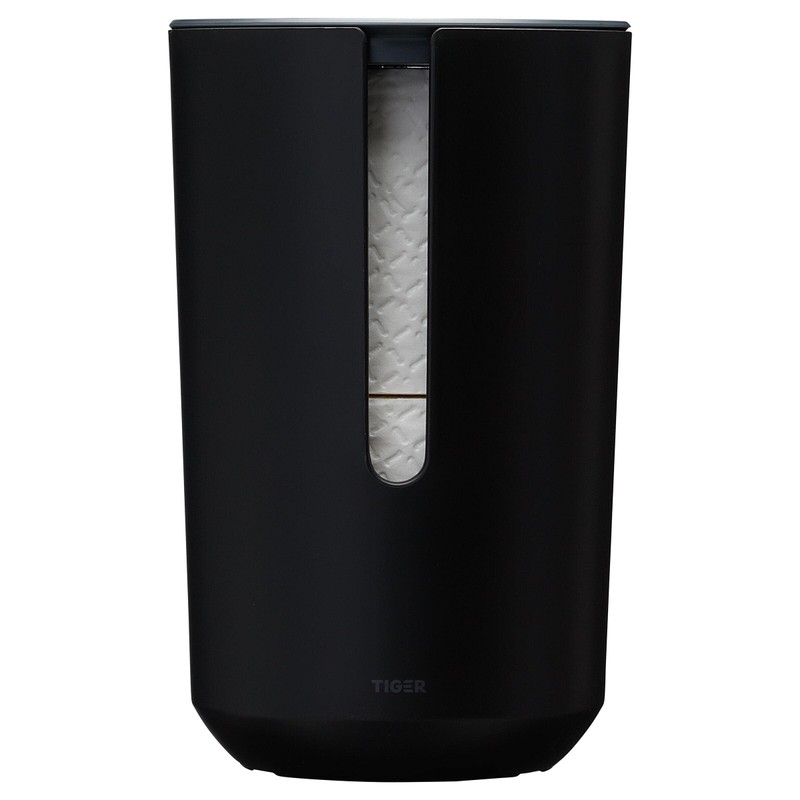 Tiger Tess, Spare toilet roll holder with lid freestanding, Black/Anthracite,
