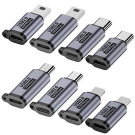 Jadebones Adaptador USB C/Iluminación a Micro USB, Tipo C a Convertidor de Iluminación, Micro USB a USB C, Mini Conector USB (Paquete de 8)