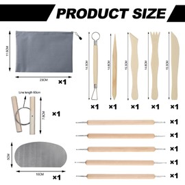 Belligern 10 PCS Clay Tools Pottery Air Dry Clay Tools Sculpting Tools Set Wooden Clay Sculpting Tools Pottery Tools and Supplies Easy to Carry Pottery Tools Kit,for DIY Art Crafts with Storage Bag