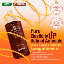 GOODAL Black Carrot VITA-A Retinol Ampoule 30ml, Hydration Facial Serum for Glowy Skin, Lightweight Serum, Korean Skincare, Pore minimizer