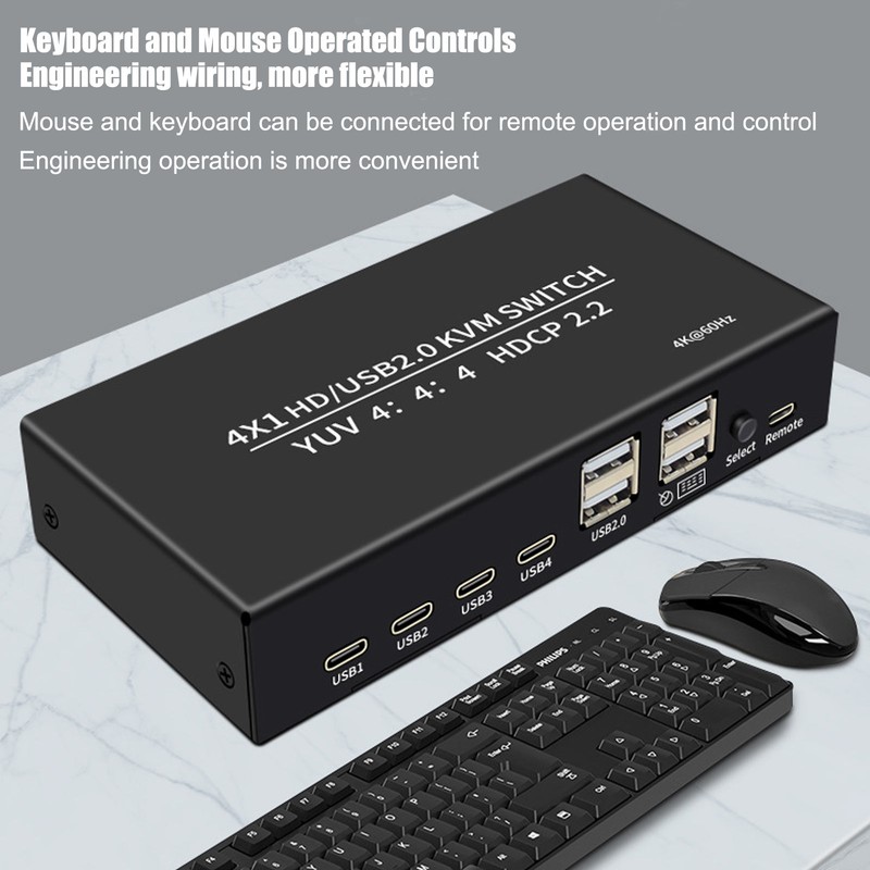HD Multimedia Interface KVM Switcher Professional 4 Port 4K 60Hz