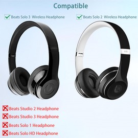 HAIZEEN Ear Pads Compatible with Beats Solo 3 & Solo 2 Wireless Headphones Ear Pads Replacement Cushion (Protein Leather/Memory Foam)