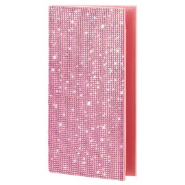 Glitter Checkbook Covers for Personal Checkbook with Duplicate Checks for Women Men Bling Rhinestone Sparkly Pink Rfid Blocking PU Leather Register Check Book Wallet with Pen Insert and Divider