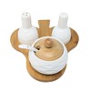 Ceramic Condiment Set with Bamboo Base – Salt and Pepper
