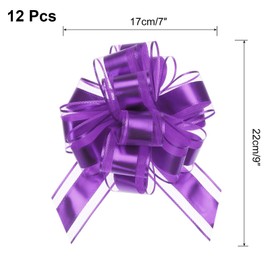 TOP-VIGOR 12Pcs 9 Inch Extra Large Pull Bow, Metallic Gift Wrapping Bows Ribbon Organza for Wedding Baskets Presents Christmas Valentine's Day Birthday Gift Decorations, Purple