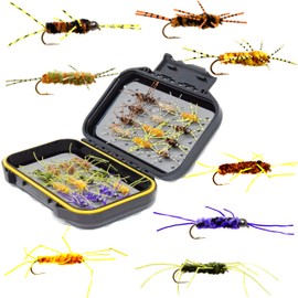 Two Dozens Pat's Rubber Legs Sexy Stone Restless Stonefly Nymph Assortment Fly Fishing Flies - Attractor Wet Fly Patterns - Fishing Lures for Trout Bass Grayling, Size 6-12