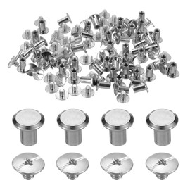 sourcing map 50set M5 x 9mm Chicago Screw Metal Phillips Head Binding Screws Post Nail Rivet Stud Screw Rivets for DIY Leather Belt Bag Craft Bookbinding, Silver Tone