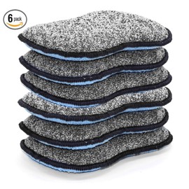 Multi-Purpose Scrub Sponges for Kitchen by Scrub- it - Non-Scratch Microfiber Sponge Along with Heavy Duty Scouring Power - Effortless Cleaning of Dishes, Pots and Pans All at Once(6 Pack, Large)