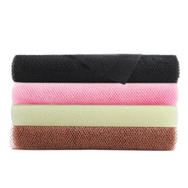 QOPAHI Enlarged African Net Sponge, African Exfoliating Net 2 in 1 Body Shower Scrubber Nylon Back Scrubber Exfoliating Bath African Sponge Skin Smoother for Daily Use, 80×30cm(Black+Red+White+Brown)