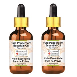 Greenwood Essential Pure Peppercorn Essential Oil (Piper nigrum) with Glass Dropper Steam Distilled (Pack of Two) 100ml X 2 (6.76 oz)