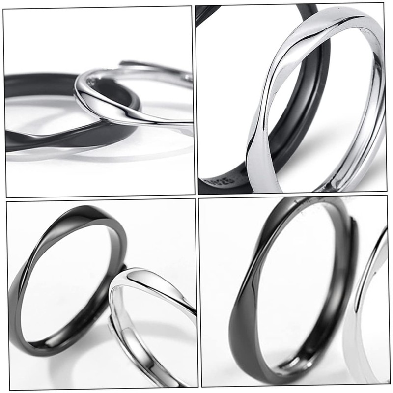 Baluue Stylish Silver Couple Ring Open Design Finger Jewelry for