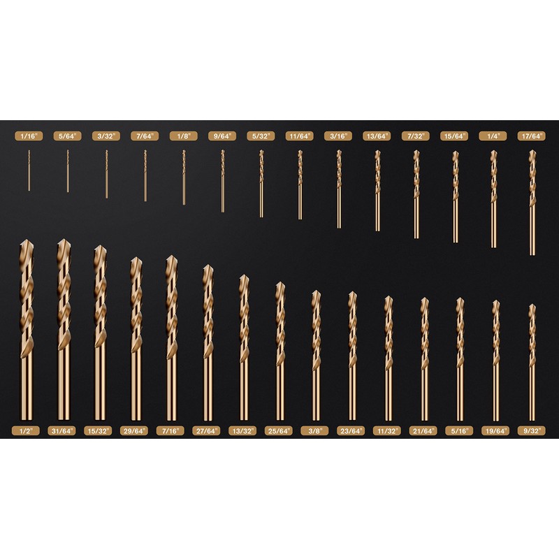MACXCOIP M35 Cobalt Drill Bit Set 29pcs, High Speed Steel