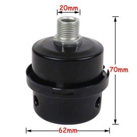 Pack of 2 Filter Silencers, 1/2 Inch Thread Connection Compressor Silencer, Air Compressor, Silencer Filter, Black Metal Intake Filter, Ideal Accessory for Air Compressors