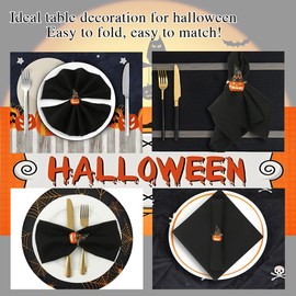 Koffota Cloth Napkins Set of 8, 18 x 18 inches, Machine Washable Cloth Napkins, Made of 100% Microfibre,Reusable Dinner Napkins for Restaurants,Weddings,Parties,Every use (Black)