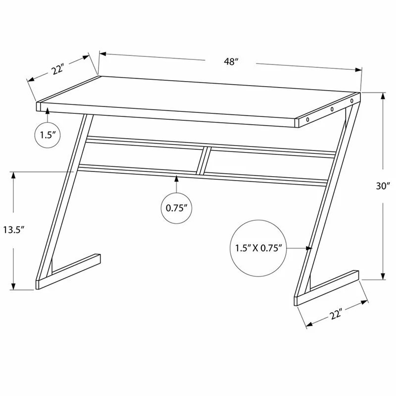 Monarch Computer Desk Home Office Laptop 48"L Work Metal Laminate
