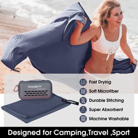 4monster Microfiber Travel Towel, Quick Dry Sport Towel, Super Absorbent, Compact, Lightweight,Soft, Suitable for Gym,Bath,Beach,Yoga,Camping,Golf,Hiking,Backpacking,Sports,Workout Dark-Blue M
