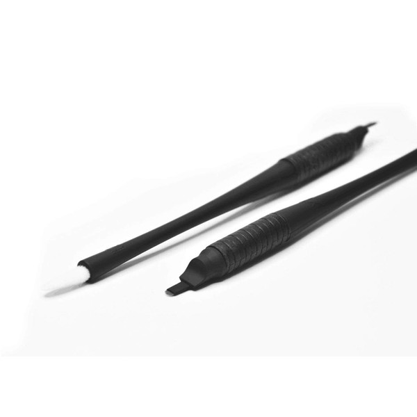 Mellie Microblading - 10 bolígrafos desechables para microblading en forma de U con esponja de pigmento y mango de goma antideslizante (20 mm)