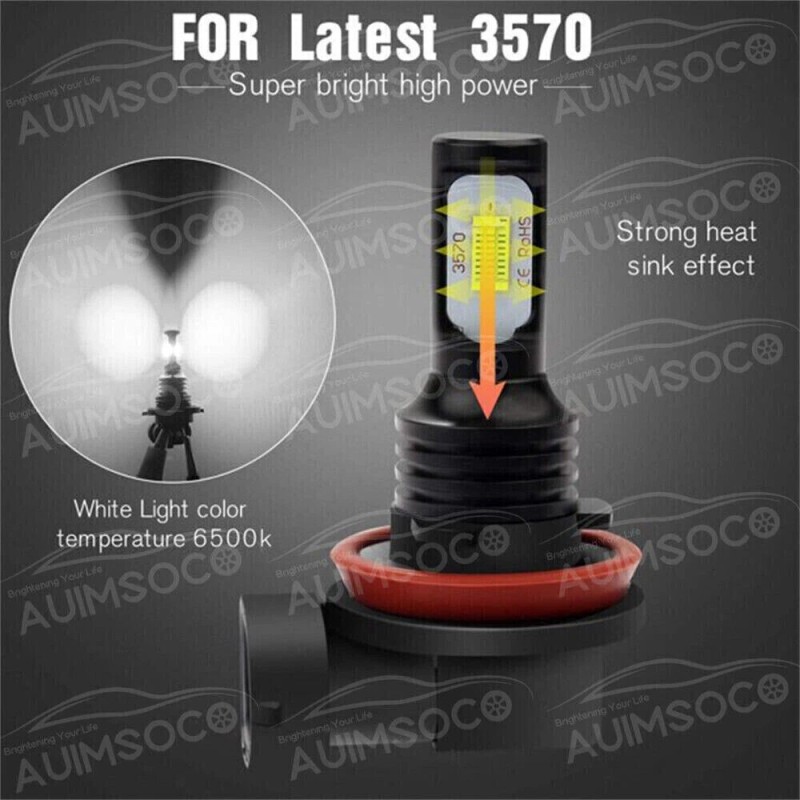 AUIMSOCO 9005 H11 LED Headlights Kit Combo Bulbs 8000K High