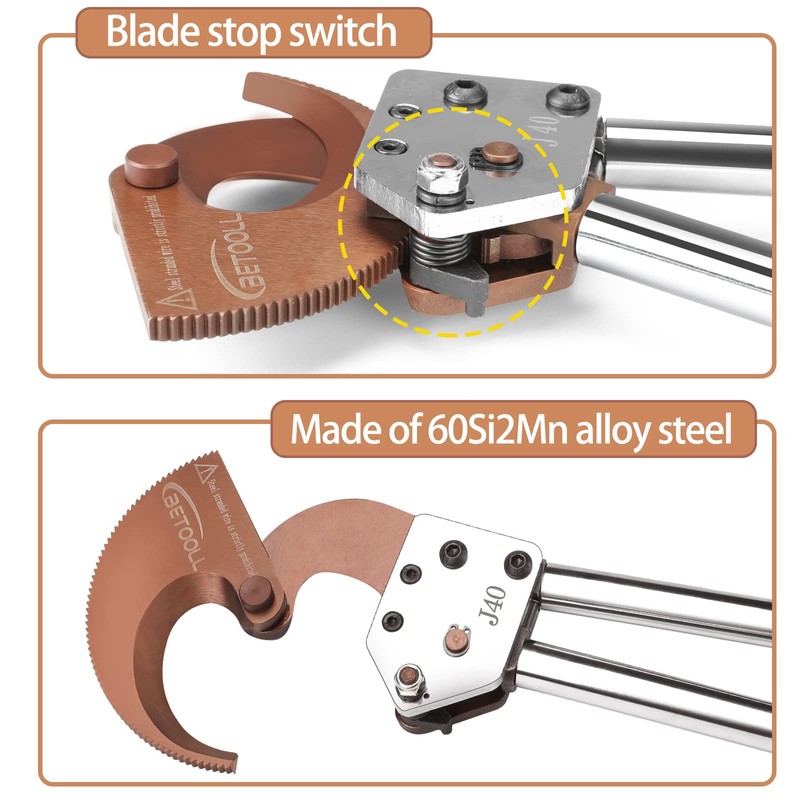 BETOOLL Heavy Duty Aluminum Copper Ratchet Cable Cutters up to