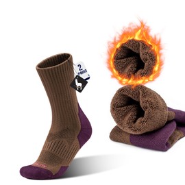 ineepor Alpaca Socks, Compression Socks, Moisture Wicking, Max Cushioned Crew Wool Socks, Hiking Socks for Men and Women Size 35-51, Brown yellow