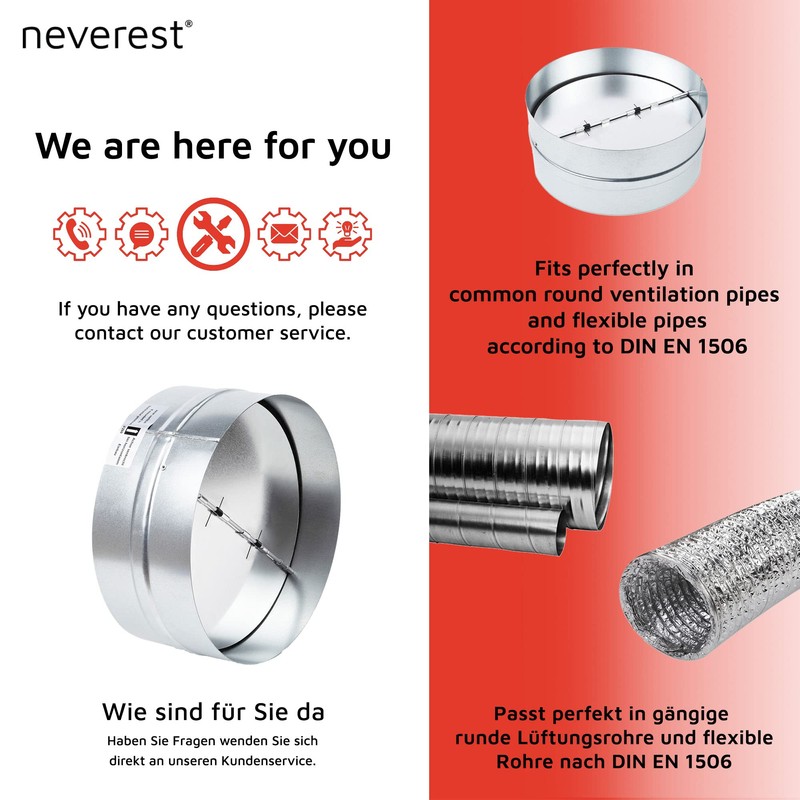 neverest® RK 6" Professional Backdraft Shutter Damper Connector Duct Fits