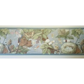 Butterfly Decorative Leaves Painting Brush Magnify Butterfly Wallpaper Border by Warner Co