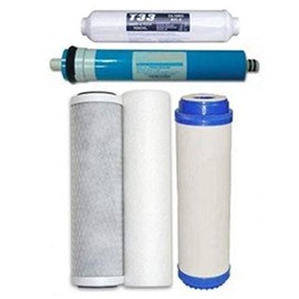 CFS – 5 Pack Replacement Water Filter Kit Includes Sediment, Carbon Block, GAC & Inline Cartridges with 75 GPD Membrane Compatible with WATERMAX H5000 5 Stage Reverse Osmosis System Models