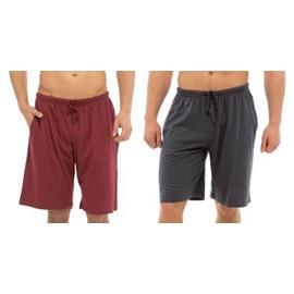 Mens 2 pack of Cotton Sleepwear or Lounge Wear Shorts Wine-Charcoal MED