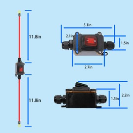 Inline Power Switch 30A DC 12V Inline Switchs DPST Dual Side Wiring Switchs