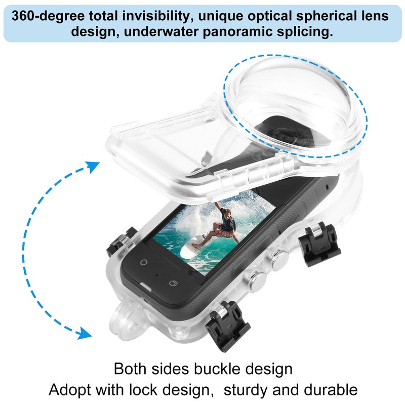 PULUZ 60m Waterproof Dive Case for Insta360 X5, Invisible Underwater