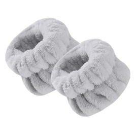 scicent 2 Pcs Grey Spa Wrist Washband Set Soft Makeup Elastic Skincare Yoga Sports Shower Facial Fluffy Wrist Washband Makeup Hair Band for Girls Women