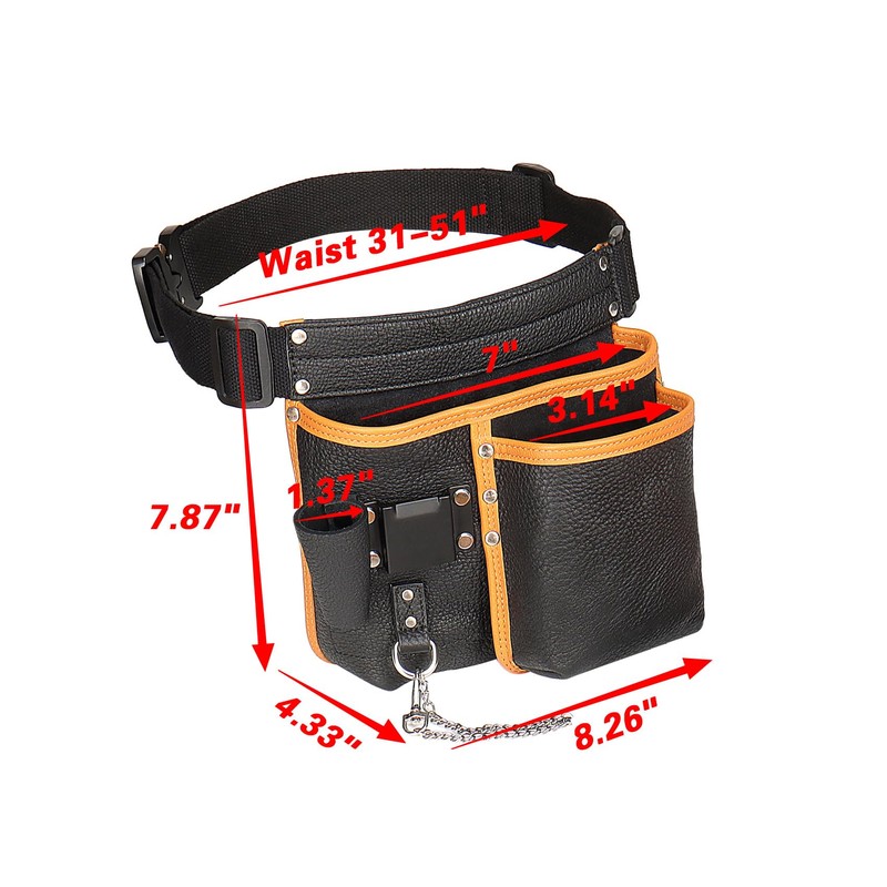 quipuda Tool Pouch, Genuine Leather Tool Belt Pouch, with Adjustable
